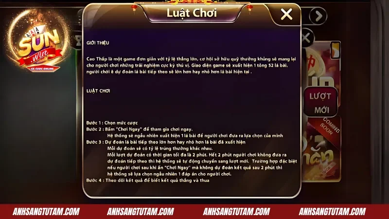 Trên Dưới Sunwin- Trải Nghiệm Bài Hấp Dẫn Với Những Thẻ Bài 2 Luật chơi game bài trên dưới